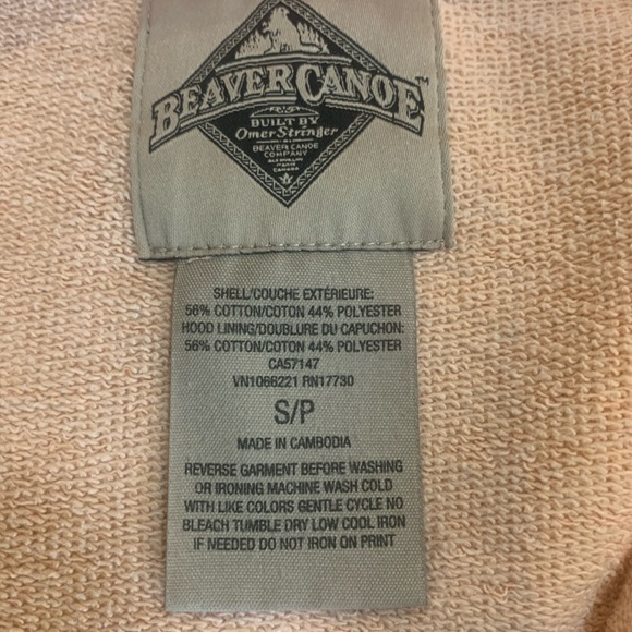 Beaver Canoe, cotton polyester blend, peach/pink hoodie, kids size small - Picture 3 of 6